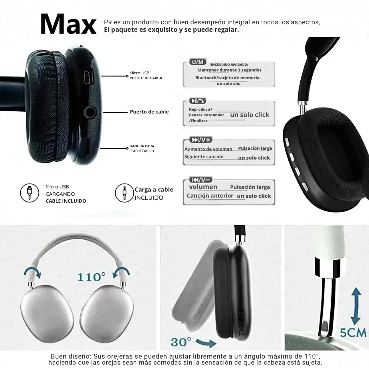 Audífonos Plus Max P9